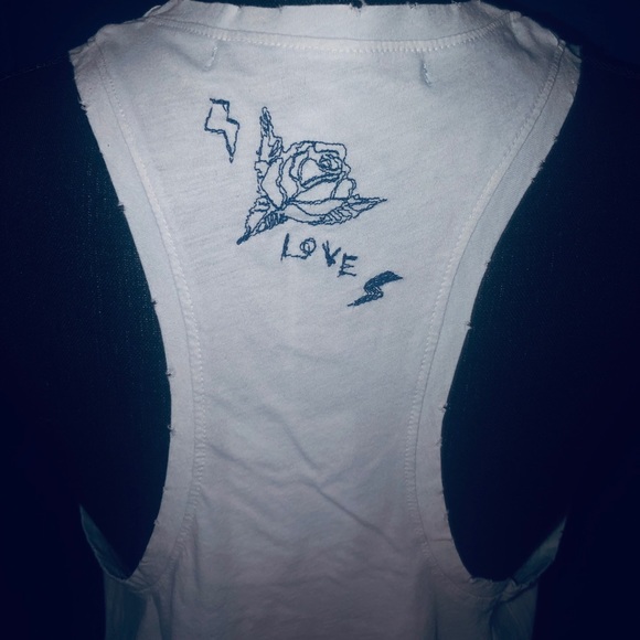 NWT Baby Blue Distressed Muscle Tank - Picture 2 of 5